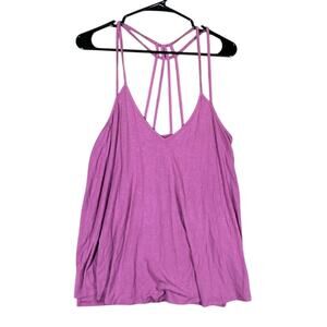 Express One Eleven Womens Blouse Purple V Neck Strappy Tank Top Stretch Medium